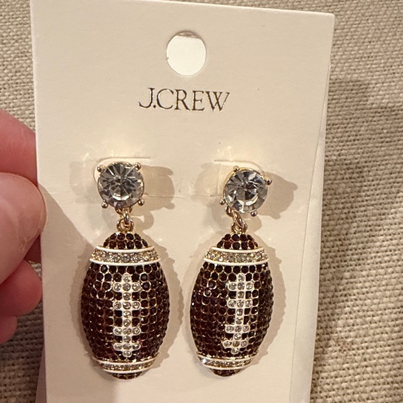 J. Crew Pavé Football Earrings/NWT - Picture 5 of 10